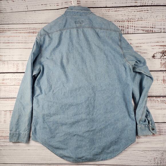 VTG 90s Polo Jeans Co Ralph Lauren Chambray Shirt Mens L Button Made Hong Kong - Picture 2 of 7